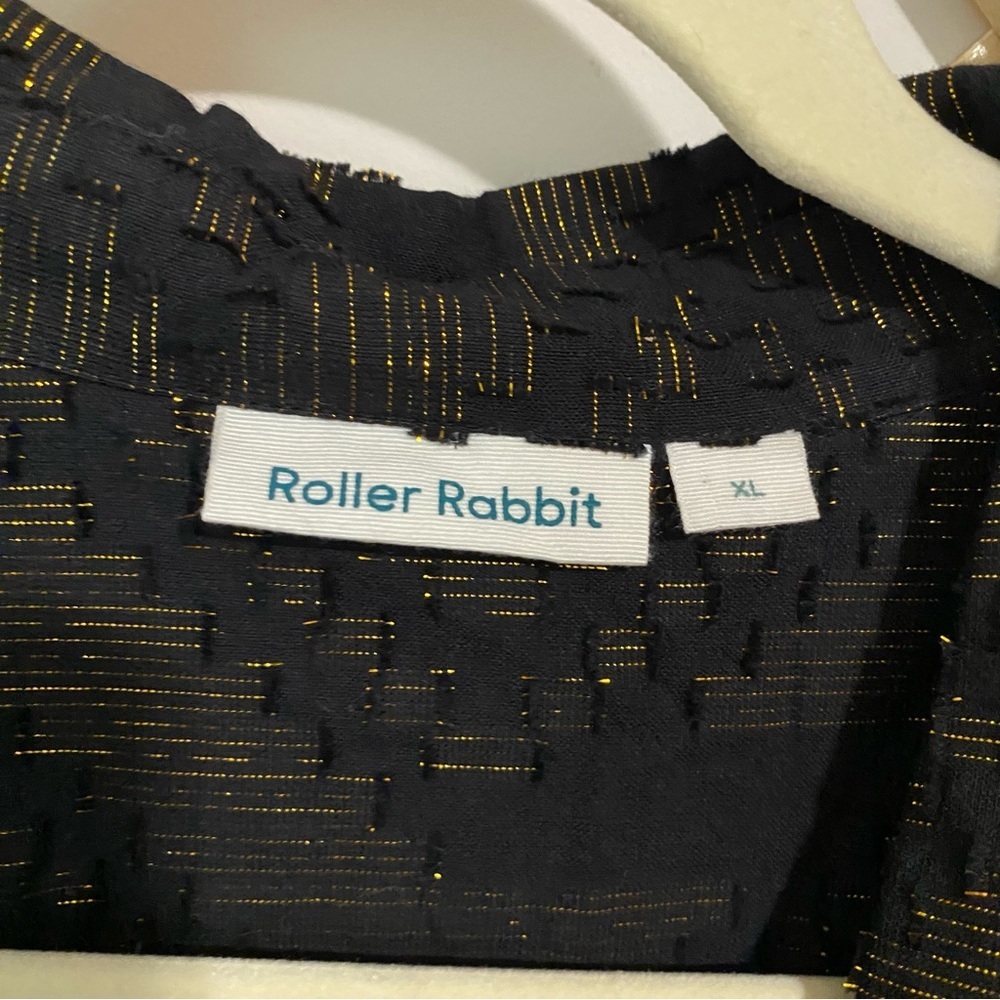 Roller Rabbit Black and Gold Midi Button Front Dress XL - Picture 7 of 10